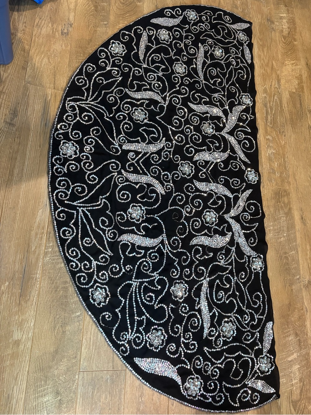 Embellished Black Cover-Up or shawl or dance veil with Silver Sequin Detail